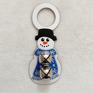 Vintage Belsnickel Leather Snowman Door Hanger Jingle Bells | Holiday Decor USA